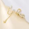 Design Stainless Steel Cubic Zirconia Star Moon Dangle Earrings Personality Chain Drop Earring Ear Clips Piercing Jewelry