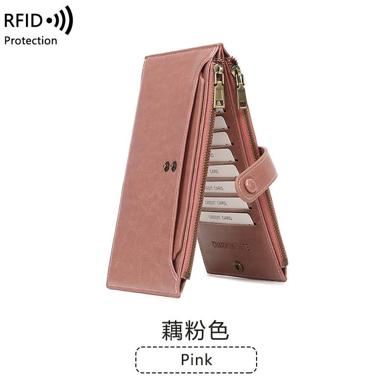 Anti-magnetic wallet Double zipper mobile phone bag wallet New large-capacity long wallet