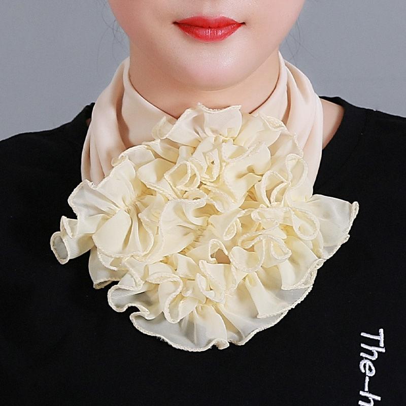 Korean Floral Chiffon Neck Guard False Collar Hedging Scarf Summer Women Ice Silk Protect Cervical Elastic Bib Headneck P51