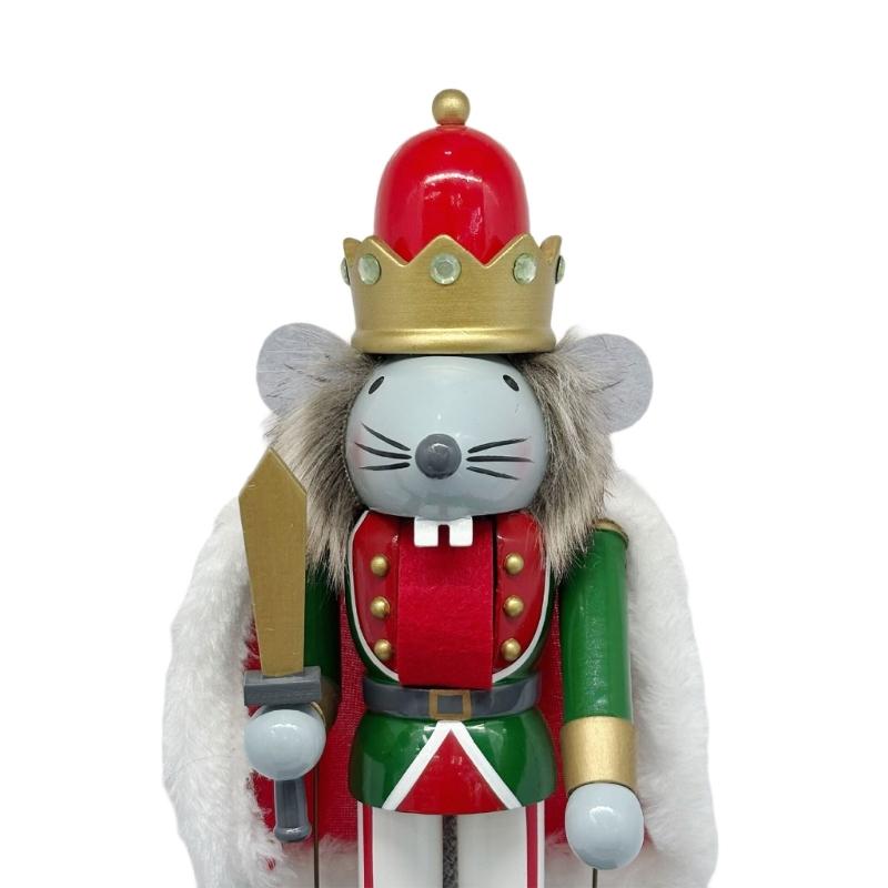 Ręcznie robiona drewniana myszka Dziadek do orzechów Mechaniczna pozytywka Nakręcana ozdoba do dekoracji domu