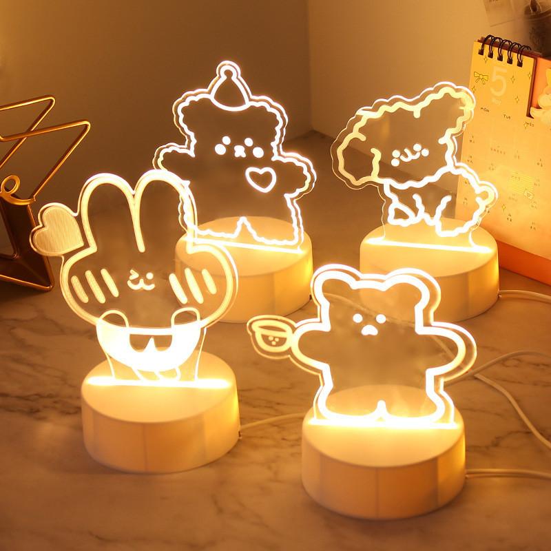 Lamp Night Warm Light Usb Powered Cartoon Cute Five Animals Lights Shaped
