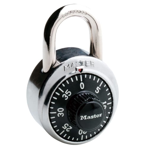 Master Lock 1500JAD Stainless Steel Combination Padlock with Fixed Combination, 48mm Wide, 19mm Inner Diameter, Anti-Theft, Black