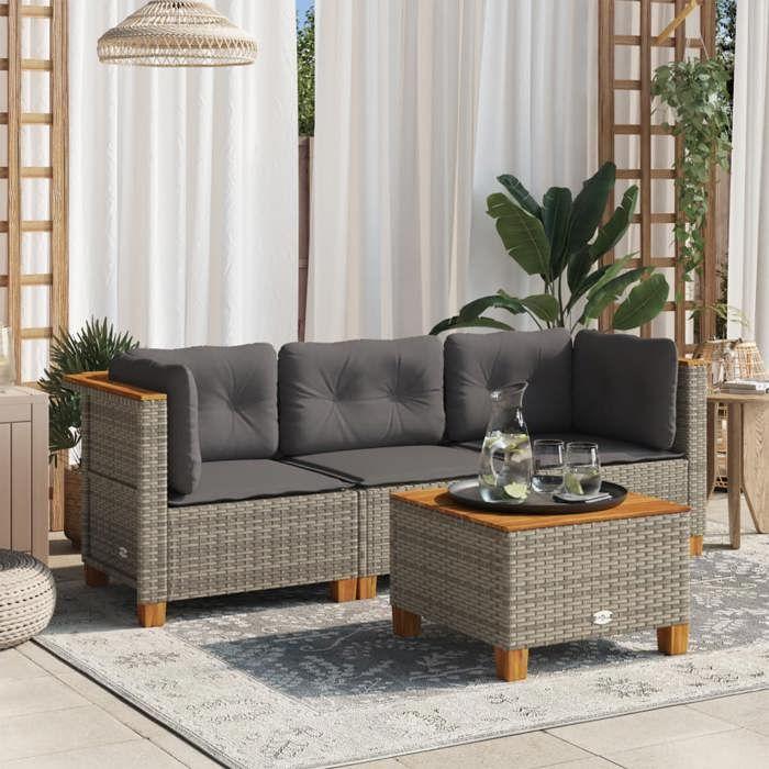 VidaXL Canapé de jardin avec coussins 3 places gris résine tressée, canapé d'extérieur, siège de jardin, canapé de jardin 365918