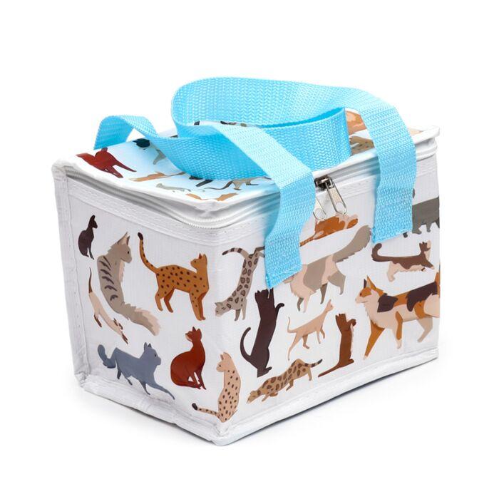 Insulated Lunch Bag Cat Design Waterproof 15x20x14 cm Lunch Tote Portable Thermal Cooler for Adults Kids
