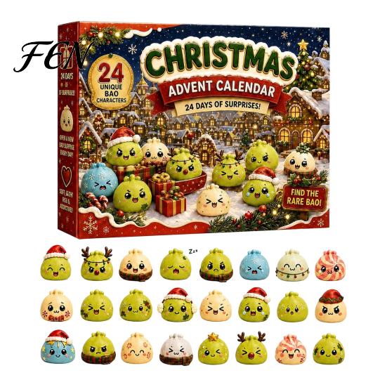 Christmas Advent Calendar Squeezy Toy 2026, 24 Days Dumpling Toys Countdown Plush Calendar, Decor Jumbo Mini Glitter for Stress Relief Festive