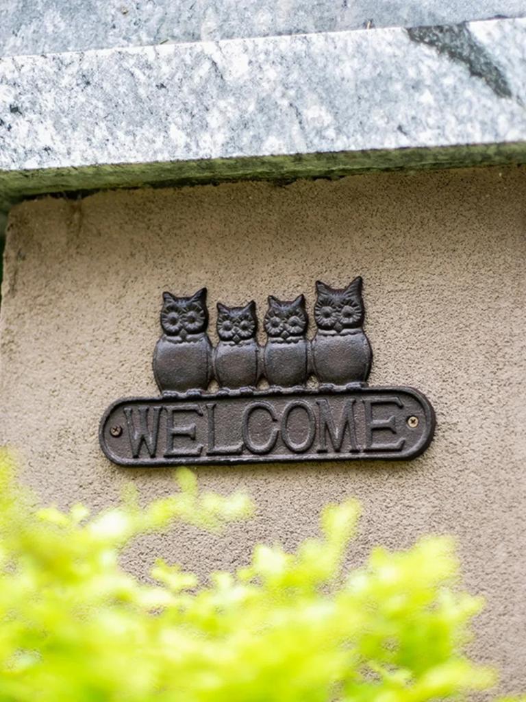 Welcome Doorplate Retro Cast Iron Shop Courtyard Garden Crafts Hanging Decorations Home Furnishings Wall Decorative Plaques