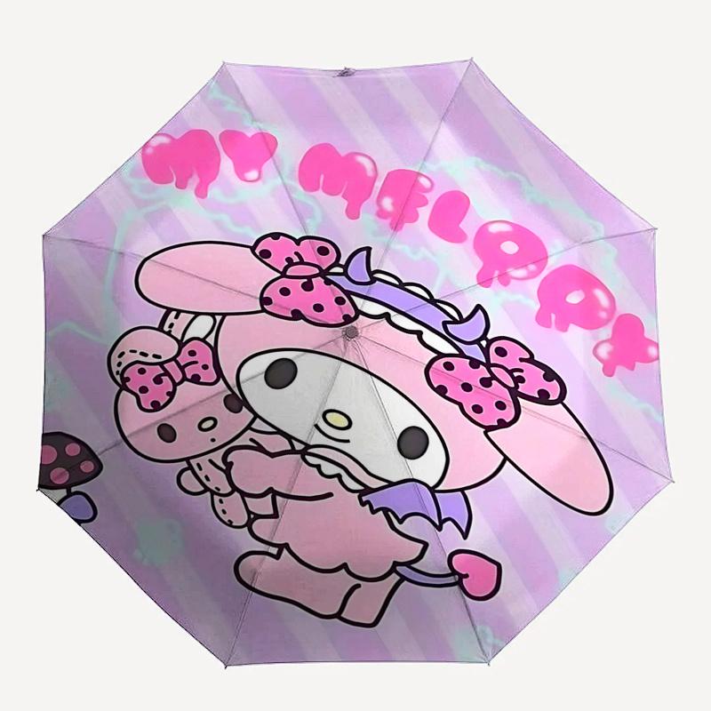 1pc My Melody Automatic Opening/Closing Umbrella with Portable Tri-Fold Design, 8-Bone Iron Frame, Outdoor, Perfect Gift for Fans, Travelers, Daily Us