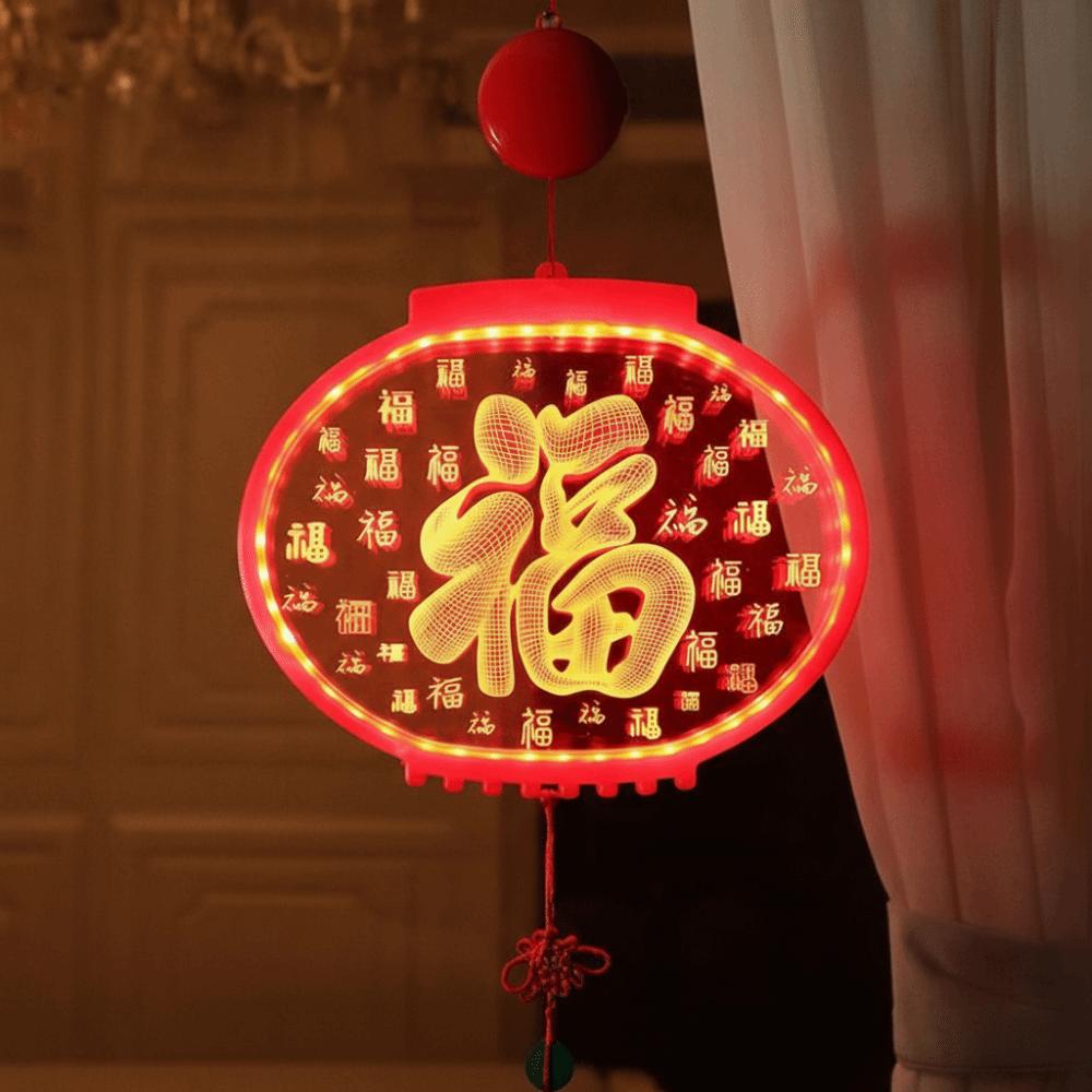 New Acrylic New Year Lantern Red Good Luck Hanging Lights With Tassel Red Hanging Lanterns Chinese New Year