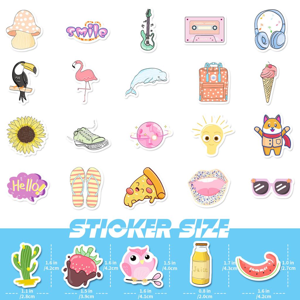 100 Small Size 4Cm Small Fresh Animals Mixed And Matched Children'S Cute Cartoon Graffiti Stickers