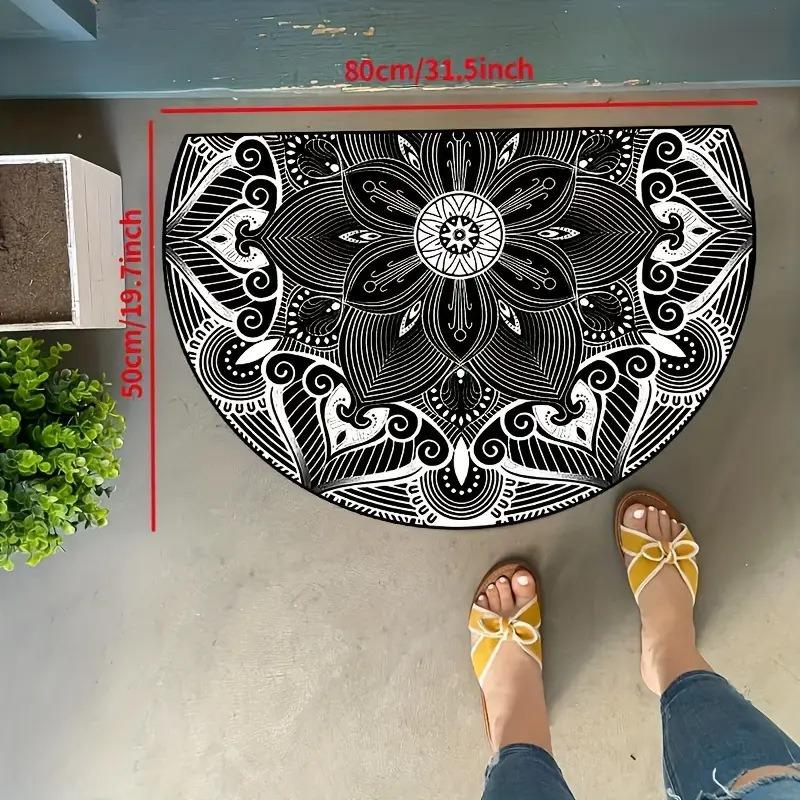 

Богемный полукруглый коврик для пола, стильный входной коврик, прочный, легко моется, нескользящий коврик для двери, декор для прихожей дома 50 x 80CM