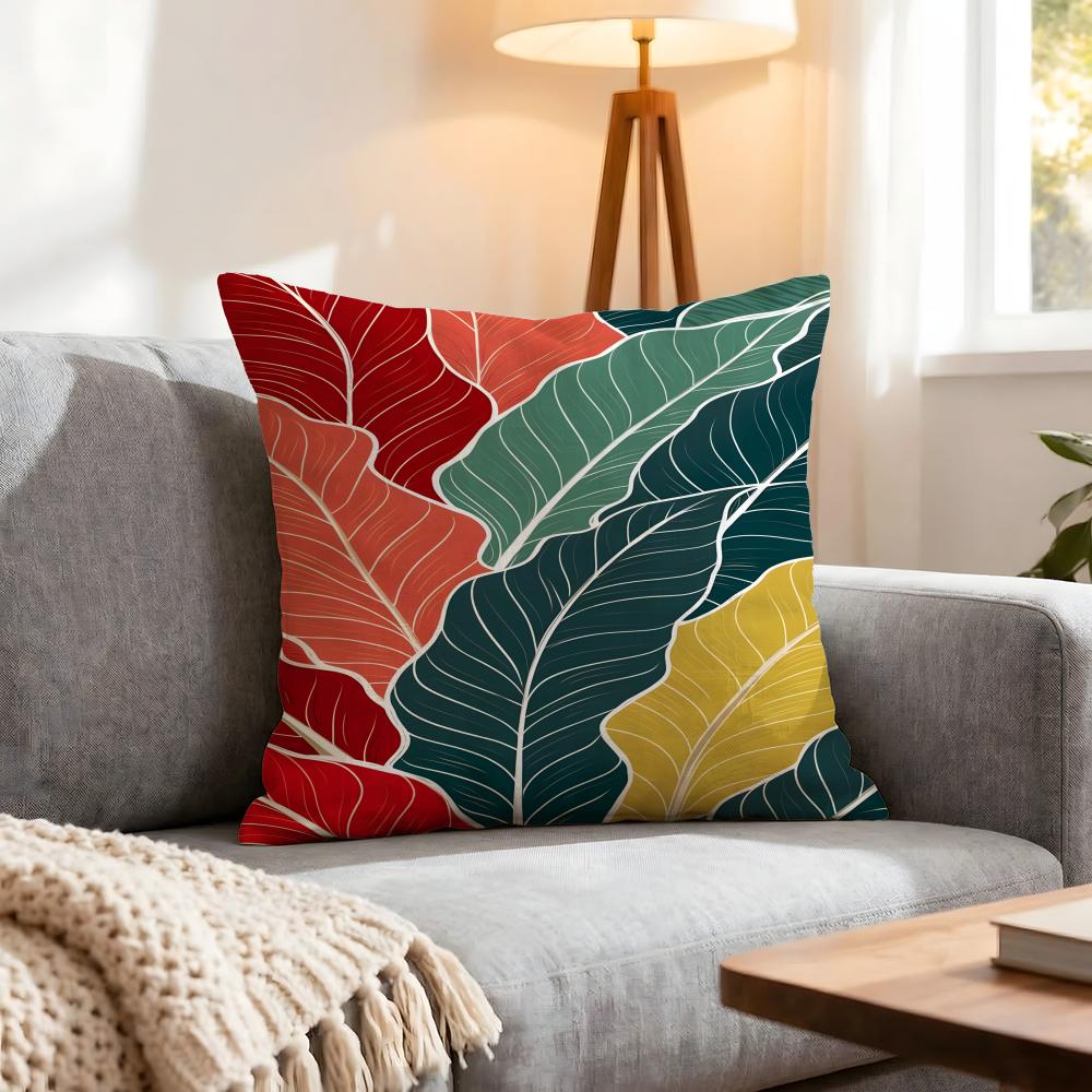 Plant Artistic Leaves Cushion Cover 1Pcs Decorative Covers Soft Cushion Case For Sofa Couch Decor 40X40 45X45 Pillowcases
