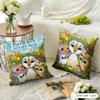 Federa Cuscino P-Puffin Rock Disegno Animato Lino Naturale Tessuto Biologico Stampa Double-Sided Decorazione Divano Casa Federa Regalo