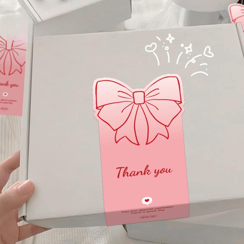 Cute Bow, Thank You Stickers, Pink, Rose, Gift Packaging, Decorative Stickers, Packaging Sealing Stickers