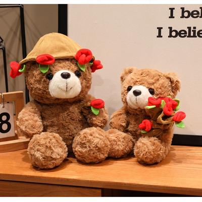 Rose Bear Plush Doll Valentine's Day Gift Bear Rose Hat Transformed Into Teddy Bear Plush Toy