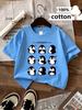 Cute Penguin Pattern Summer New Cartoon Short Sleeved Men's and Women's Round Neck Loose T-shirt Casual Parent-child Top