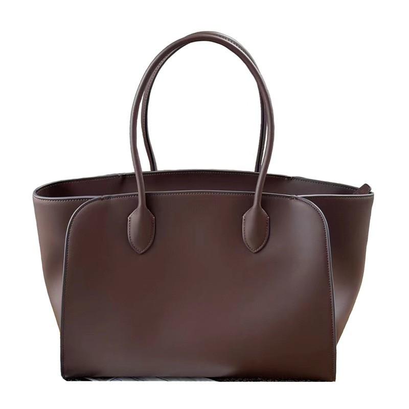 2026 New Large-capacity Simple Cowhide Tote Bag Fashionable All-matching Commuting Long-handle Handbag Cross-border