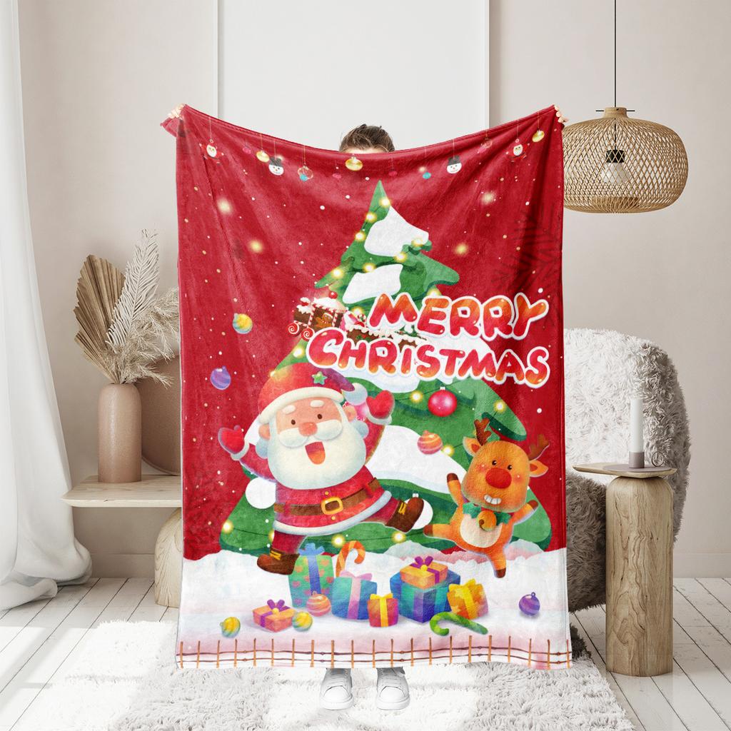 Christmas Series Printed Blanket for Sofa Bed Travel Camping Living Room Office Conditioning Blanket for All Seasons Gifts