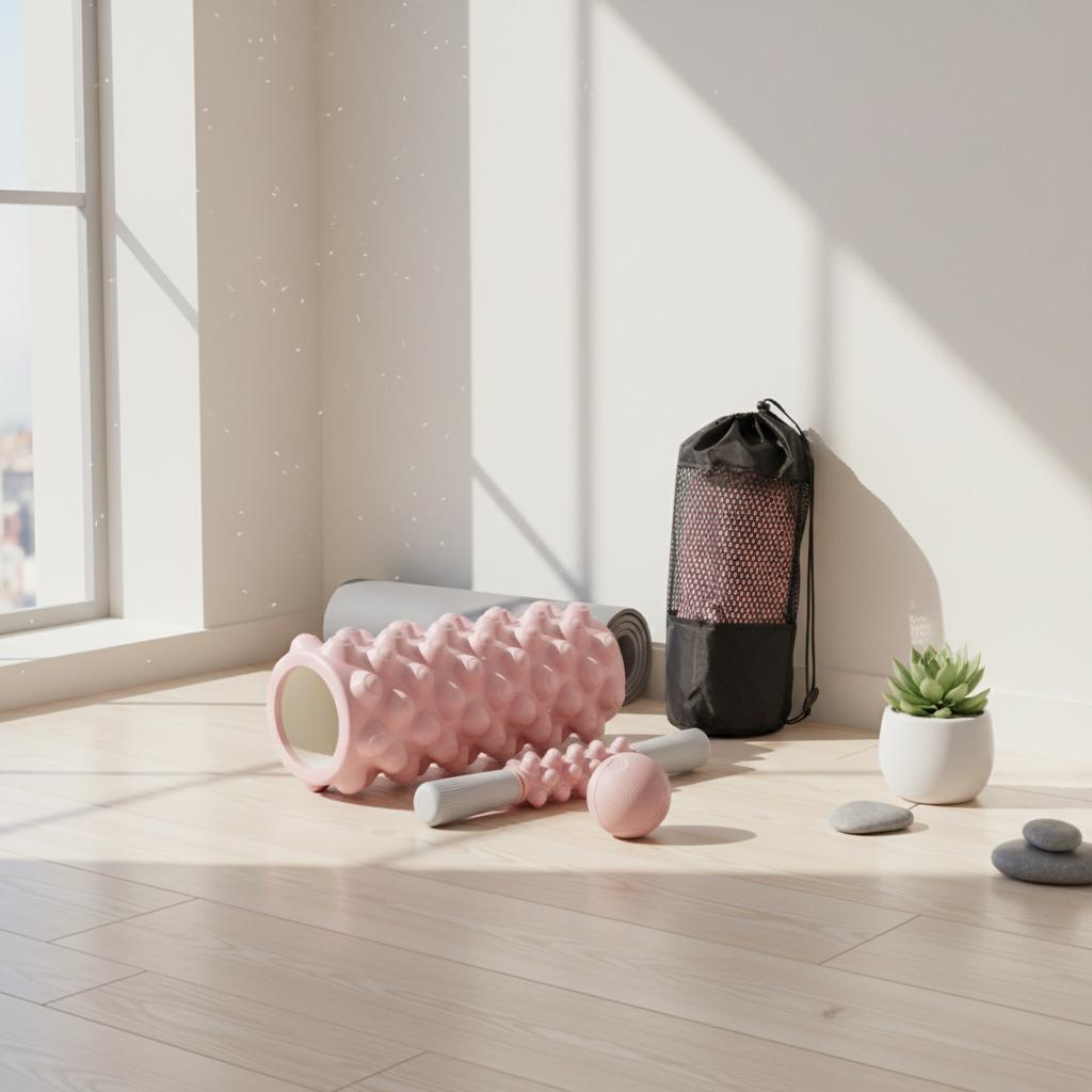 33cm Hollow Foam Roller Set With Bumpy Nodules Includes Massage Stick And Myofascial Ball For Yoga Pilates Recovery