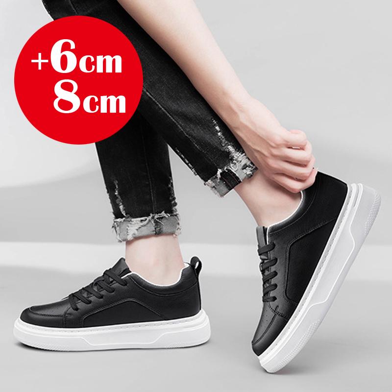 2025 Neue Herren Schuhe mit Höhenerhöhung 10cm unsichtbare Elevator-Sneaker weiß Leder Sport Zapatillas de Hombre Übergröße 46