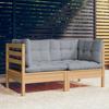 Vidaxl 2-Sitzer Gartensofa mit grauen Kissen, Kiefernholz