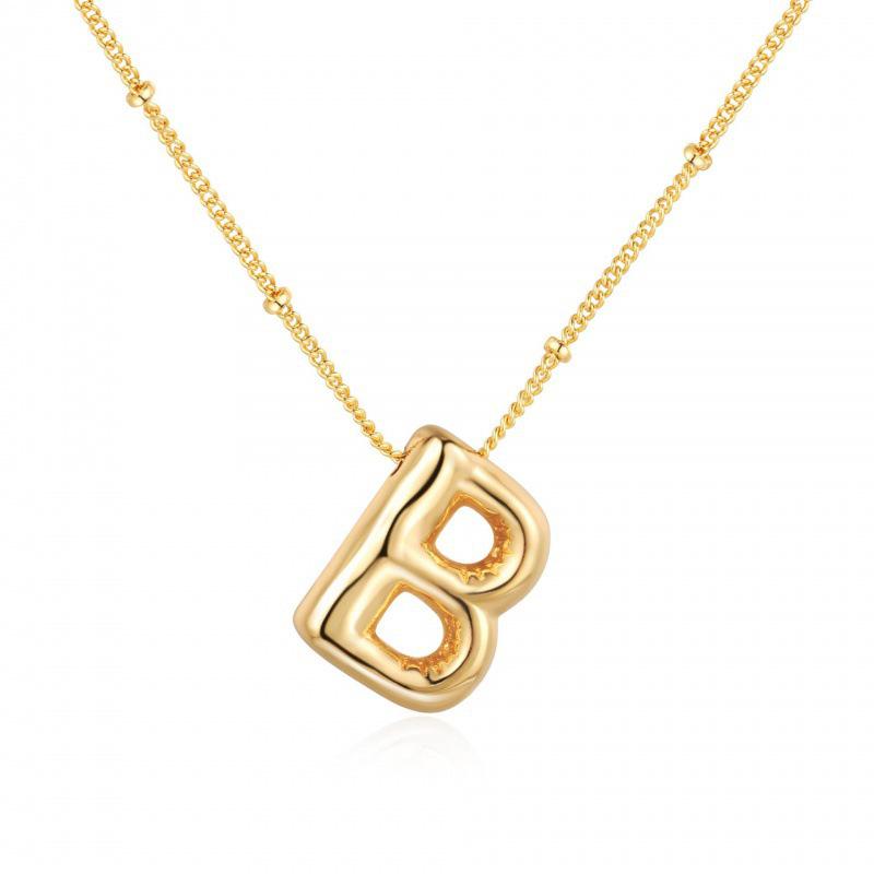 Minimalist Copper-Plated Gold Alphabet Pendant Sweater Chain Jewelry
