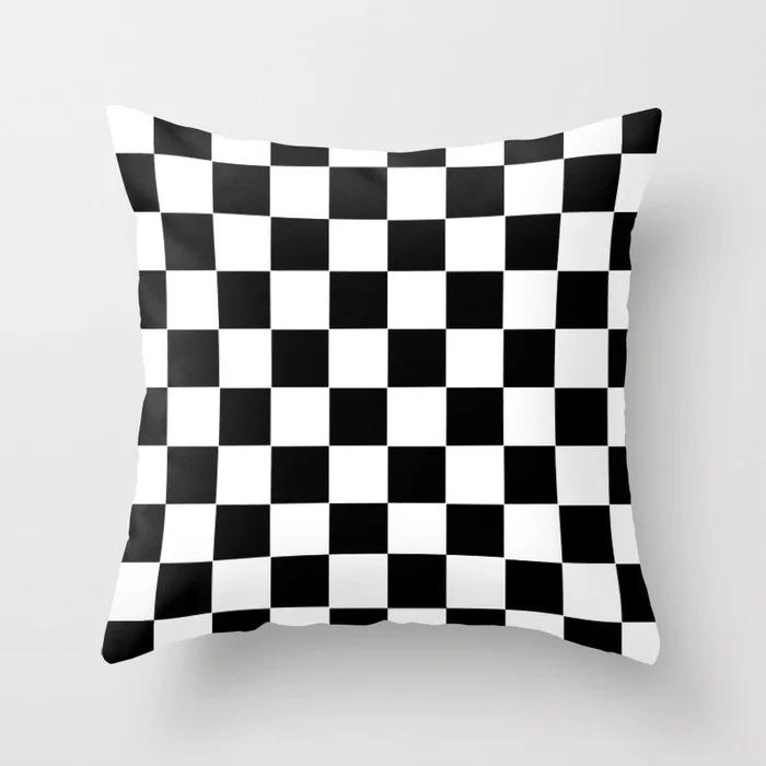 Nordic Simple Black, White and Gray Striped Geometric Sofa Cushion Cover Double-sided Polyester Peach Leather Velvet Sofa Pillow Cover