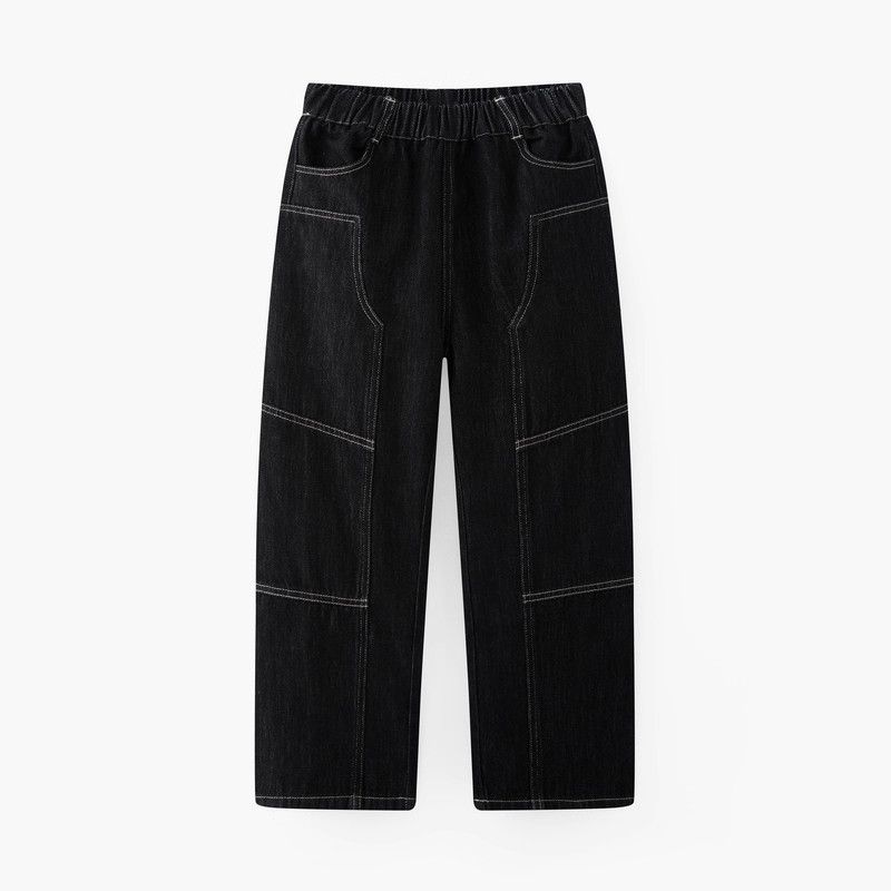 [Anti-Fading] Mqd Children s Clothing Boys  Loose Jeans Autumn New Children s Patchwork Jeans Black 170