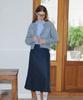 Baitalssain Check Wool Skirt (2C) (Blue)