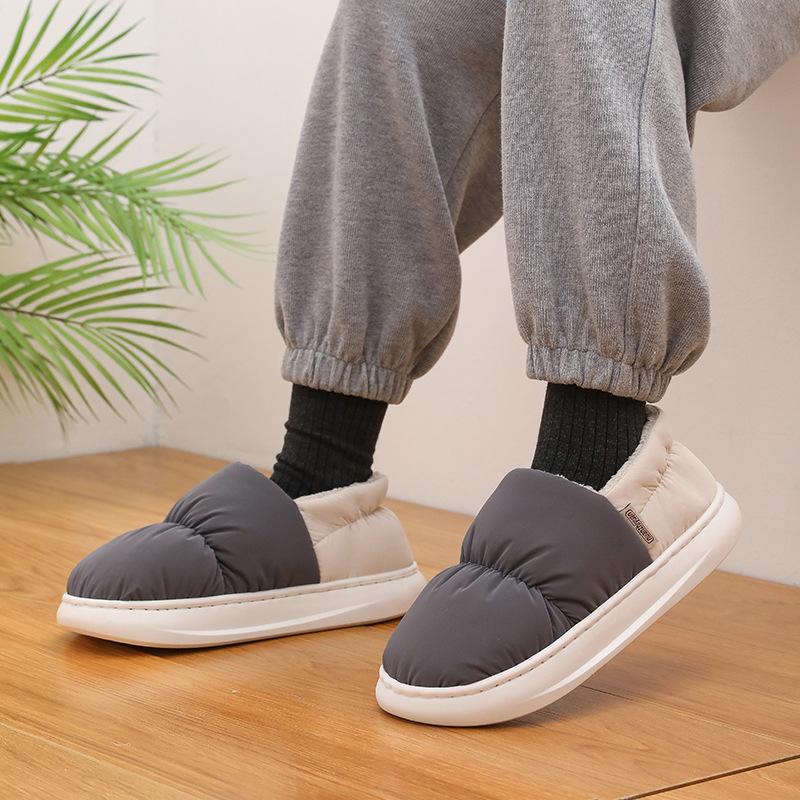 Bag and cotton slippers autumn and winter new velvet warm indoor home waterproof and non-slip bag and couple slippers