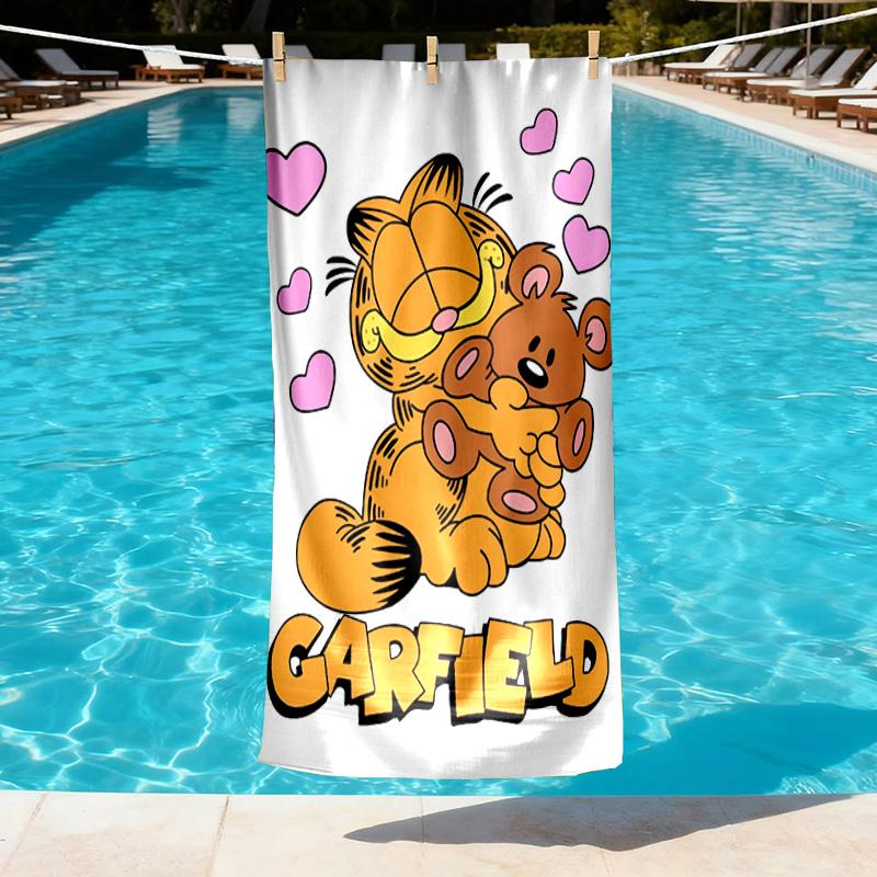 Garfield Print Beach Towel Design, Soft, Lightweight. for Home Bathroom, Spa, Pool, Yoga, Surfing, Camping, Gift for Family, Friend
