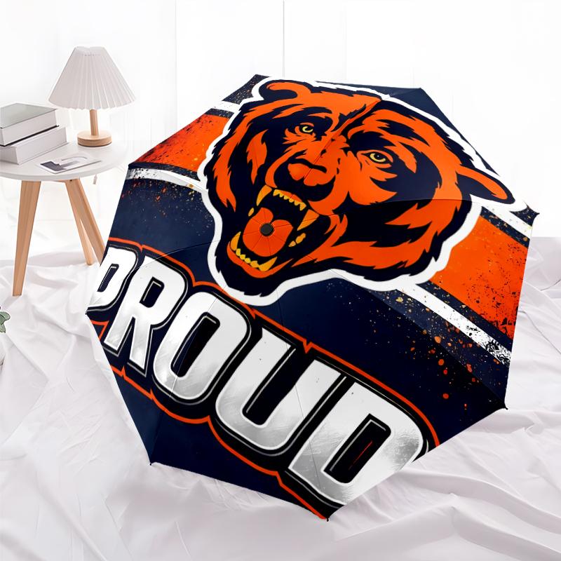 Printed Chicago Bears logo Folding Umbrella,Outdoor,Leisure,And Travel Umbrella,Durable Umbrella Fabric,Birthday And Holiday Gift