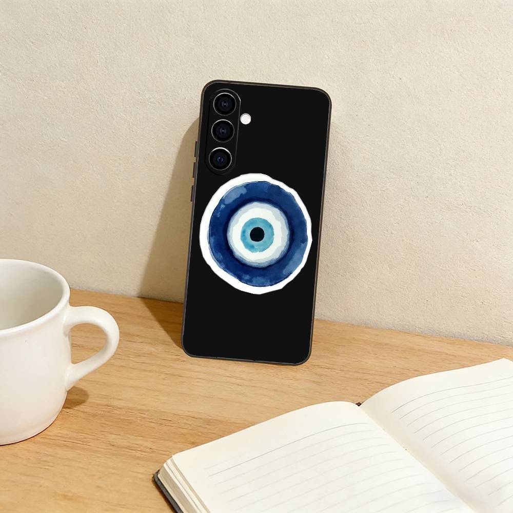 Lucky Eye Blue Evil Eye Print Phone Case For Samsung Galaxy A73,A72,A71,A70,A53,A52,A51,Others Soft Black Cover