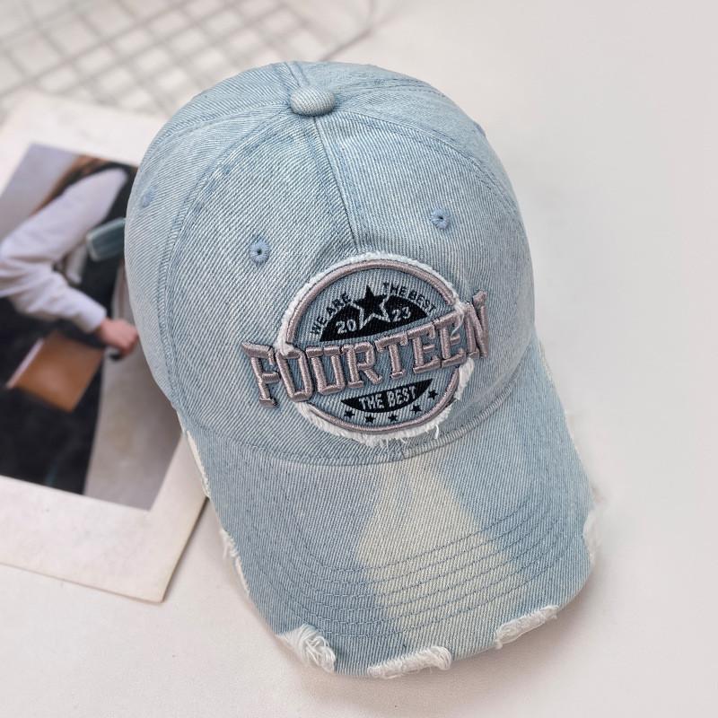 Retro Embroidered Letters Cotton Baseball Cap With Curved Peak For Use Daily