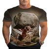 Summer Comfort 3D Digital Printing Ant Moving Stone Pattern Men's Fashion Short Sleeve T-shirt Polyester Fiber Round Neck Top