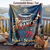 Flannel Blanket France National Football Team Print Custom Name Text Soft Throw for Sofa Bed