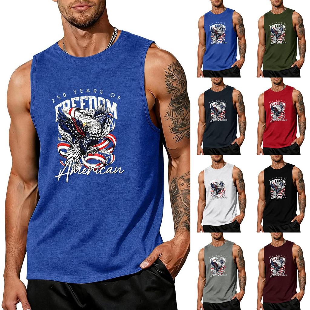 Men's loose and casual print sleeveless shirt