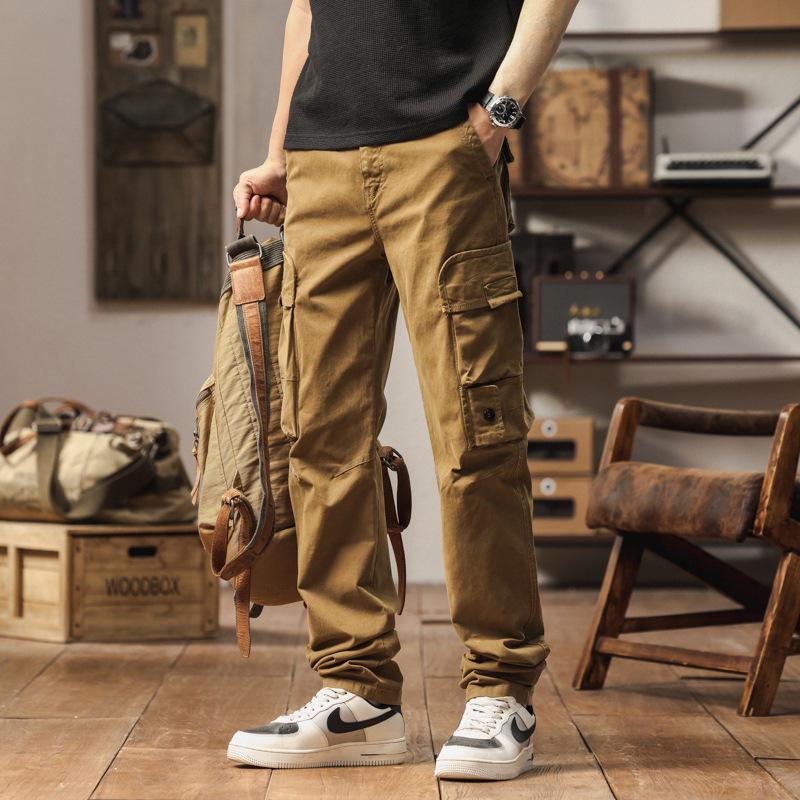 Men's New Trendy Casual, Simple, Loose, Multi-pocket Straight-fit Trousers