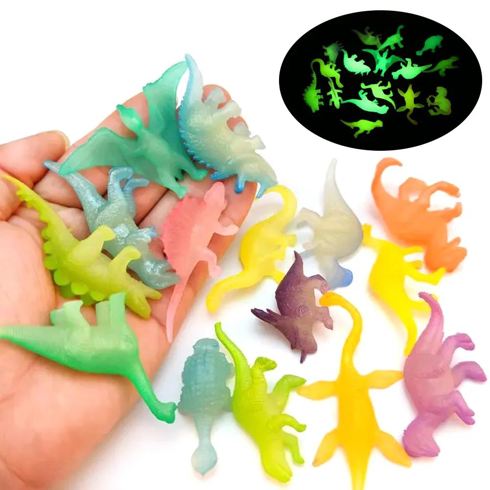 28Pcs Mini Luminous Dinosaurs Glow In The Dark Dino Toys   Boys And Girls  Cake Decorations   Birthday Gift Collectible Model