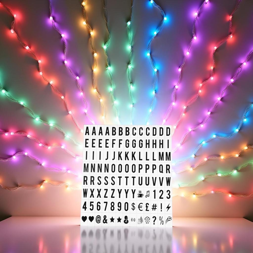 A Set 104Pcs Black Cinematic Lightbox Replacement Letters and Numbers Signs for A4 Light Up Letter Box Sign Message Board,Message Signs,Presentation