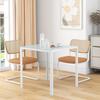 Square Dining Table for 4 People, Tempered Glass Tabletop, for Kitchen and Dining Room, 75 x 75 x 75 cm, White