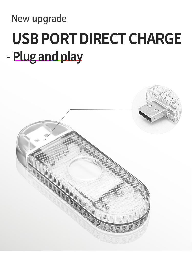 Lumină tactilă LED de înaltă luminozitate Încărcare prin USB Iluminare interioară a mașinii Autocolant magic Lampă ambientală cu mod stroboscopic pentru mai multe culori