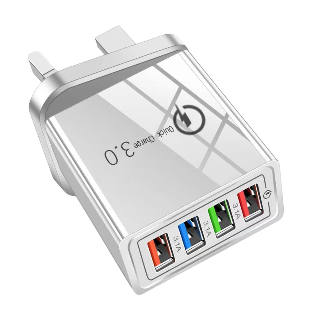 4-Port Fast Charger Quick Charge 3.0 Fast Charging Block Phone Charger Adapter for Smartphones Tablets