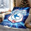 Cardiff City FC Pattern Blanket for Home Decoration, Bed, Sofa, Car Travel, Camping, Suitable for All Seasons, Birthday Christmas Gift