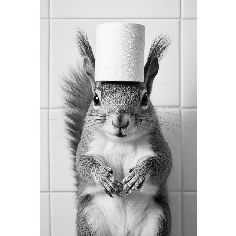 

Черно-белый милый постер с изображением животных и туалетной бумаги, кошка, еж, ленивец, холст, настенное искусство, ванная комната, гостиная, домашний декор 21cm×30cm NoFrame