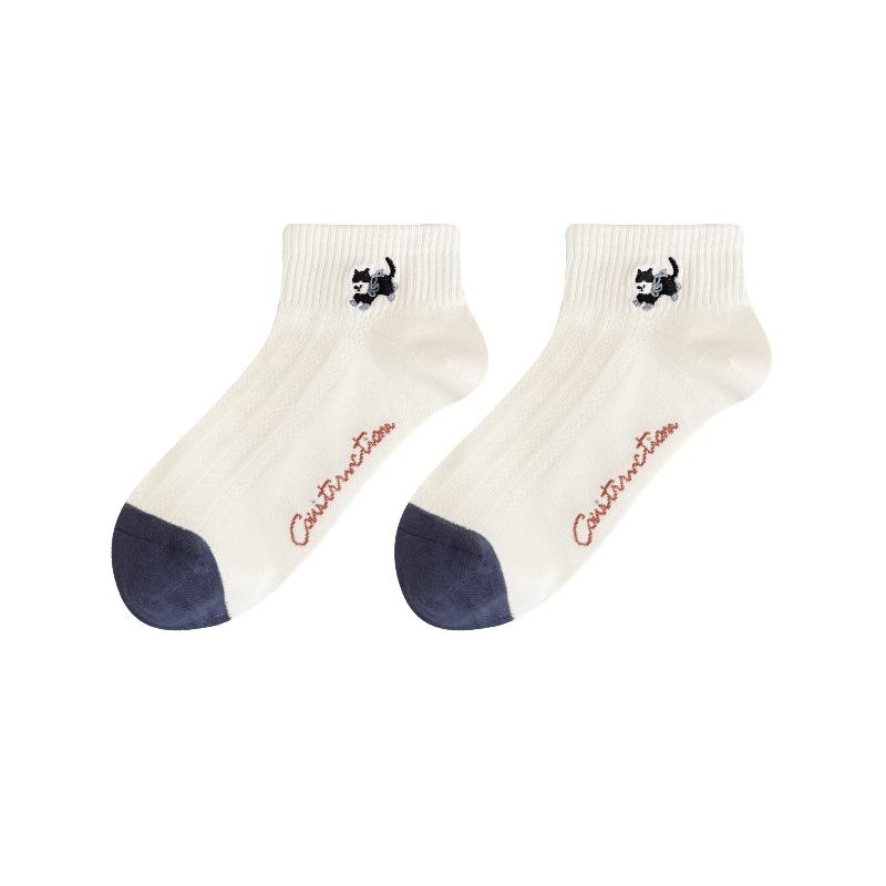 Boneless Spring/Summer Style Stitched Cotton Short Socks with Cute Short Cuffs and Lightweight Women's Cotton Socks