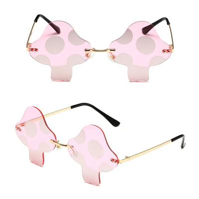 Fun Novel Irregular Party Favor Rimless Eyewear Sunglasses for Women Mushroom Shape Sun Glasses