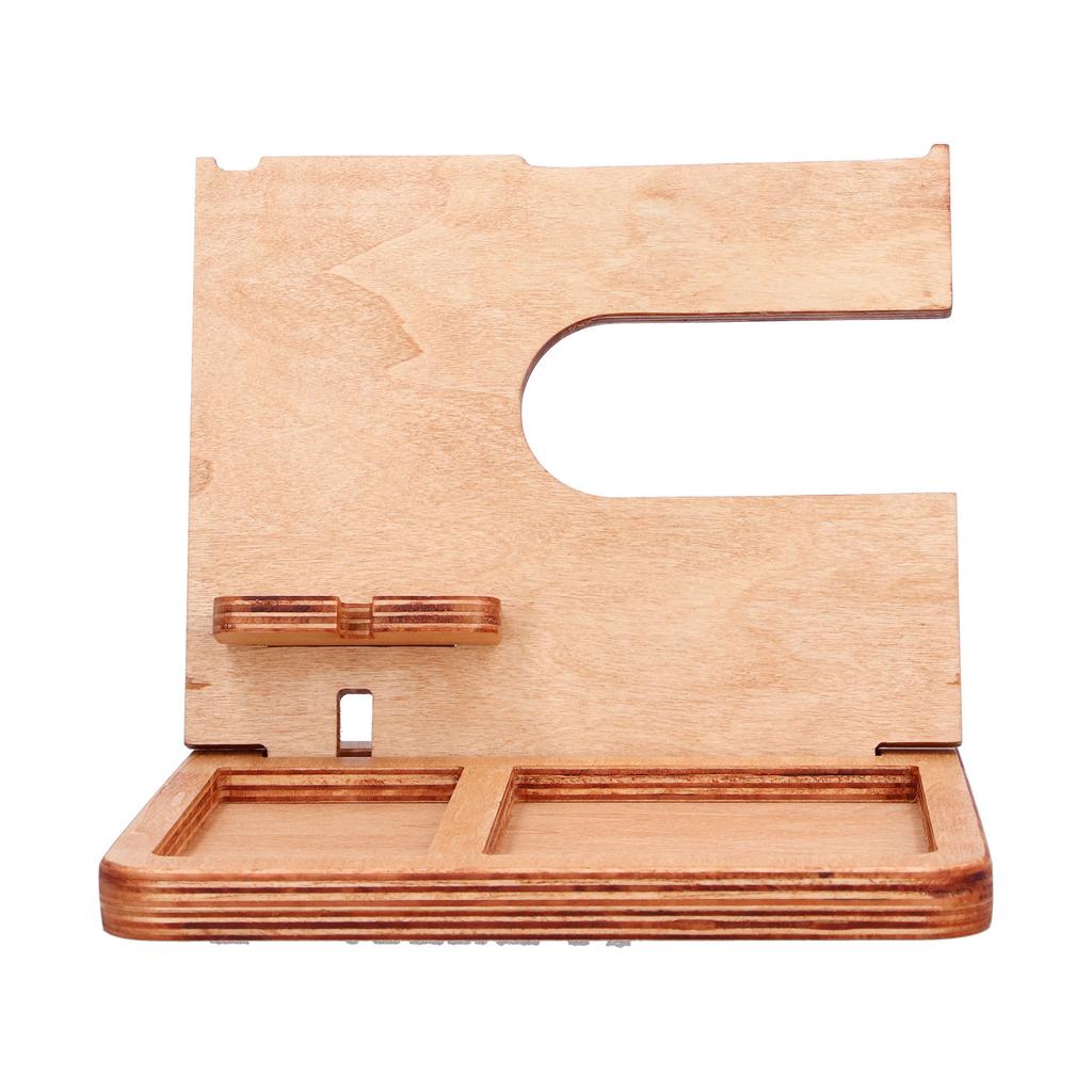 Wood Phone Docking Station Key Holder Desktop Storage Organizer Surface Polishing Treatment Watch Glasses Stand