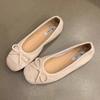 Fashion Women's Flat Shoes Spring New Square Head Shallow Mouth Splicing Butterfly Knot Soft Sole Anti-slip Wear-resistant Single Shoes