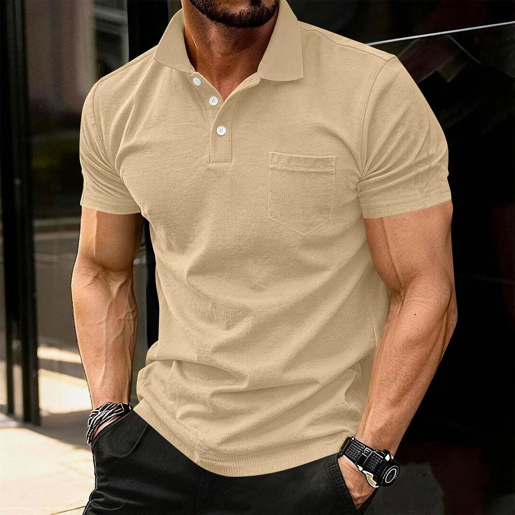 Men's Fashion Shirts Short Sleeve Casual Cotton Golf Shirts Moisture Wicking Shirt With Pocket