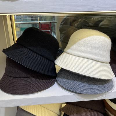 Autumn and Winter New Soft and Warm Wool Small Edge Basin Hat Literary Hat Women's Splicing Versatile Bucket Hat